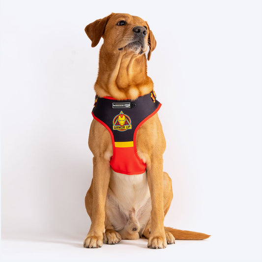 HUFT XÂ©Marvel 2.0 Iron Man Printed Reversible Dog Harness (Black and Red) - Heads Up For Tails