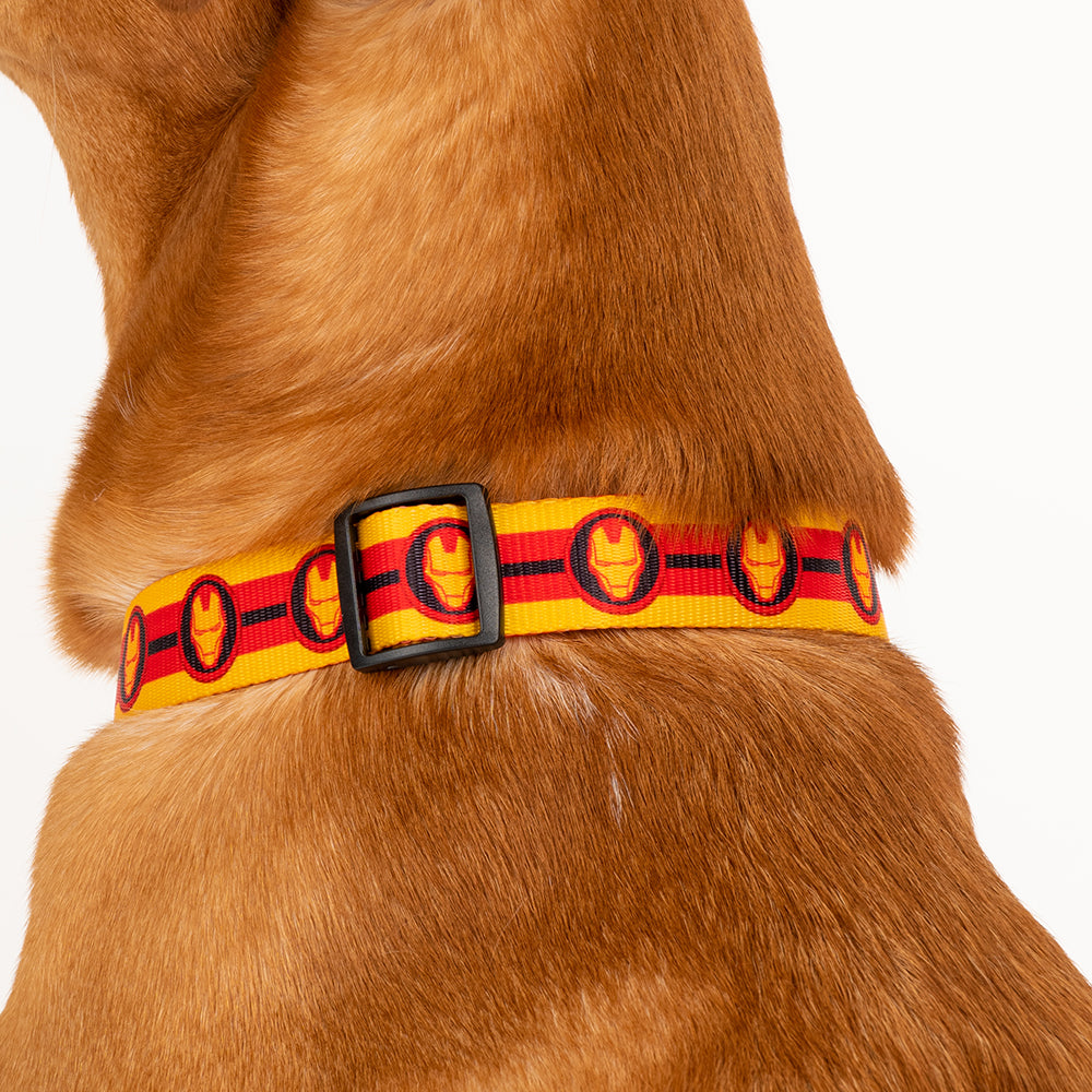 HUFT XÂ©Marvel 2.0 Iron Man Printed Dog Collar - Yellow and Red - Heads Up For Tails