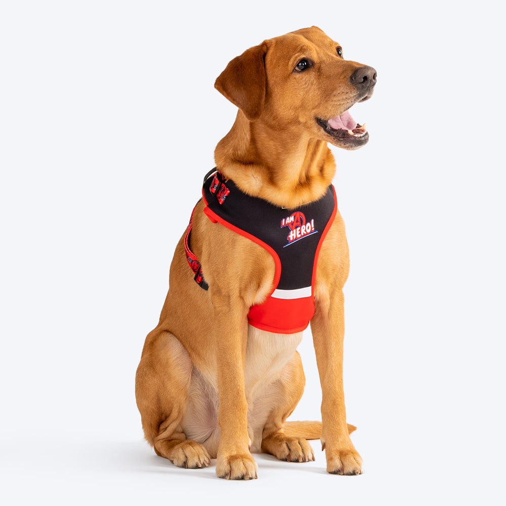 HUFT XÂ©Marvel 2.0 Avengers Printed Reversible Dog Harness (Black and Red) - Heads Up For Tails