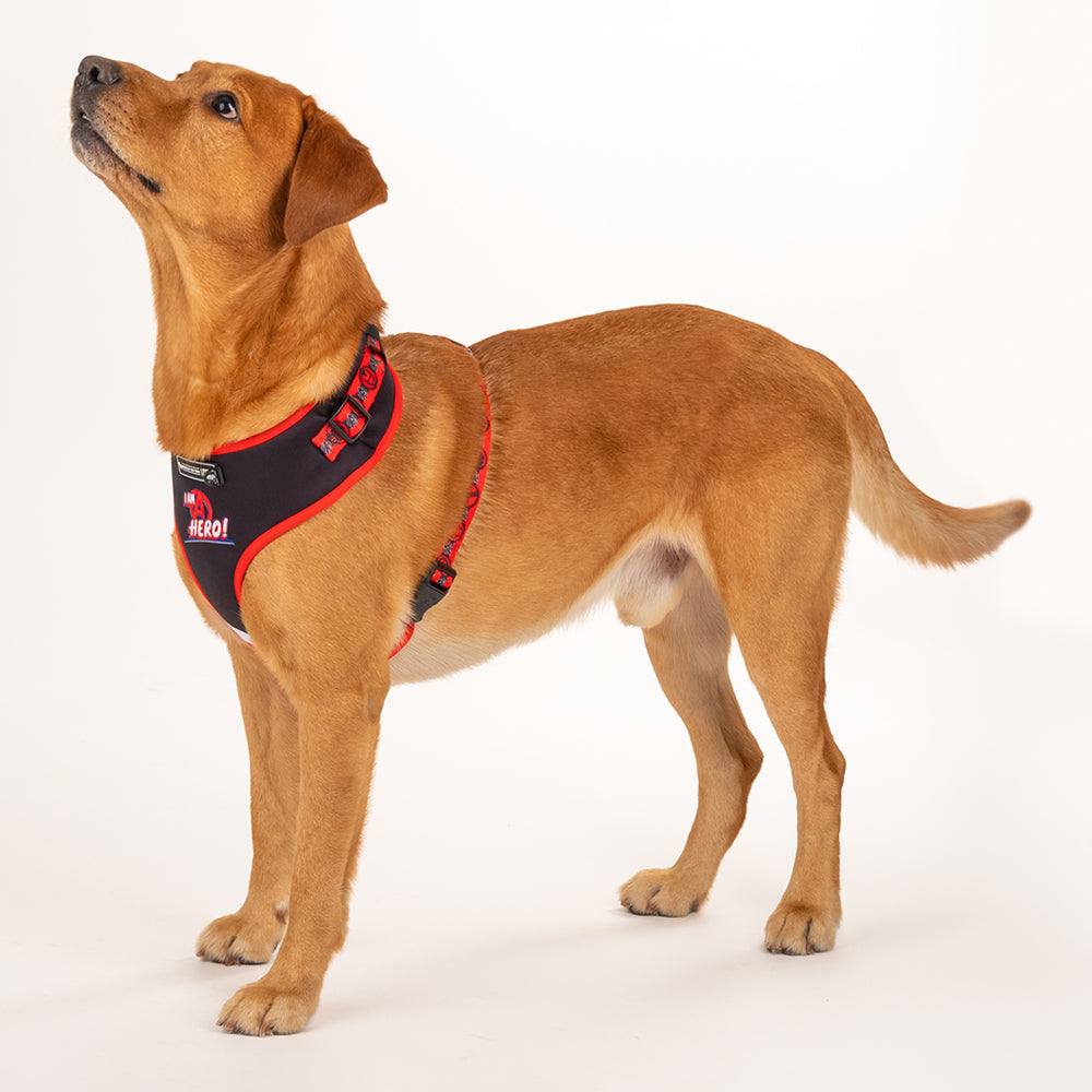 HUFT XÂ©Marvel 2.0 Avengers Printed Reversible Dog Harness (Black and Red) - Heads Up For Tails