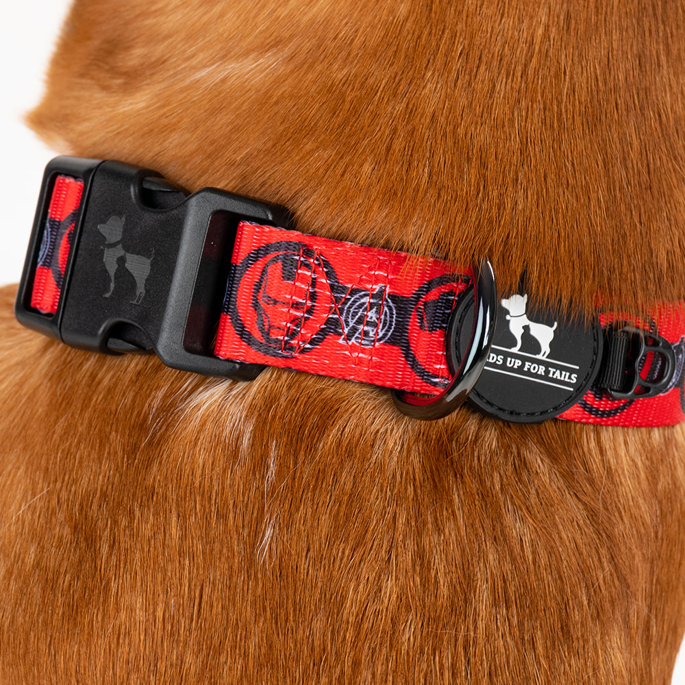 HUFT XÂ©Marvel 2.0 Avengers Printed Dog Collar - Red and Black - Heads Up For Tails