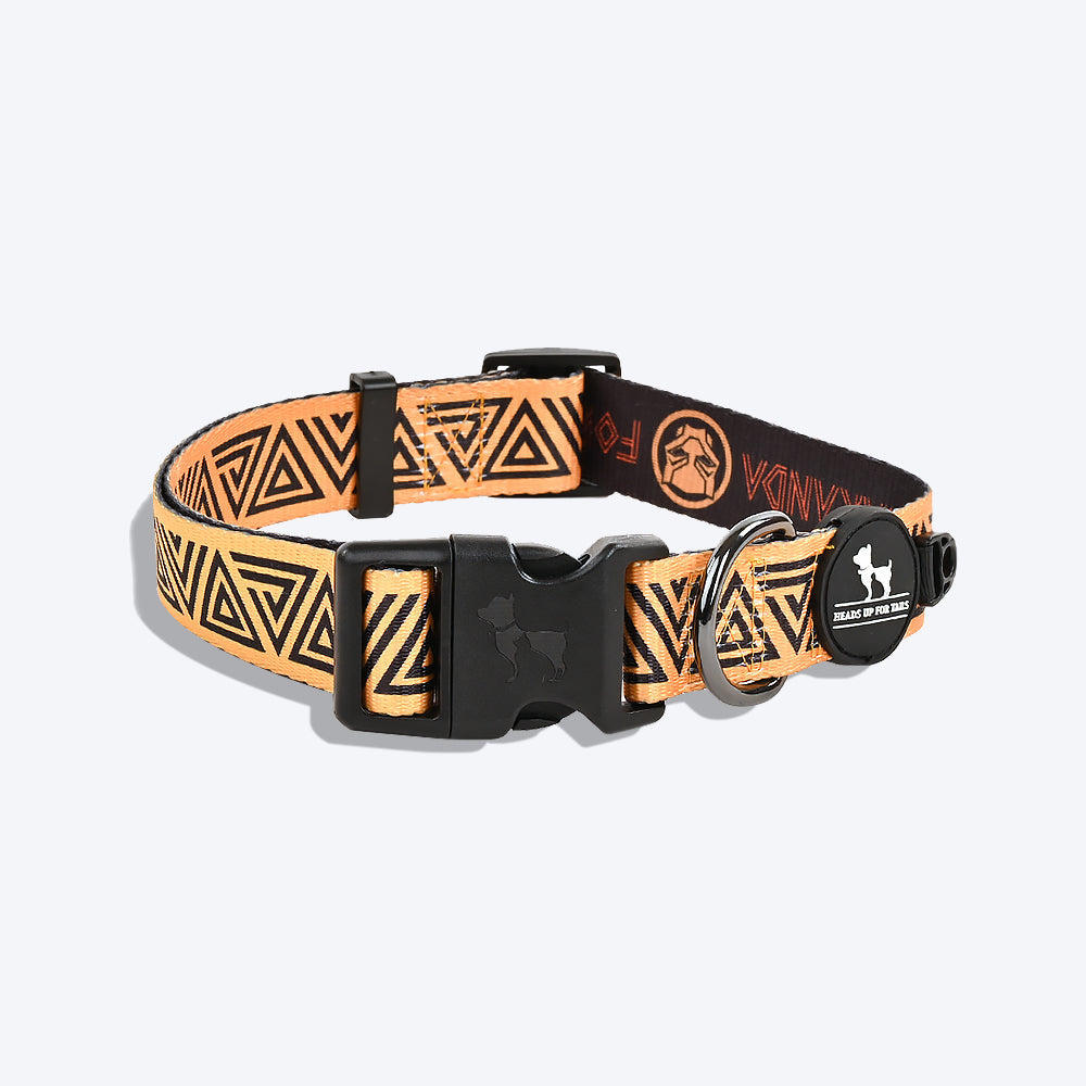 HUFT XÂ©Marvel 2.0 Black Panther Printed Dog Collar - Yellow and Black - Heads Up For Tails