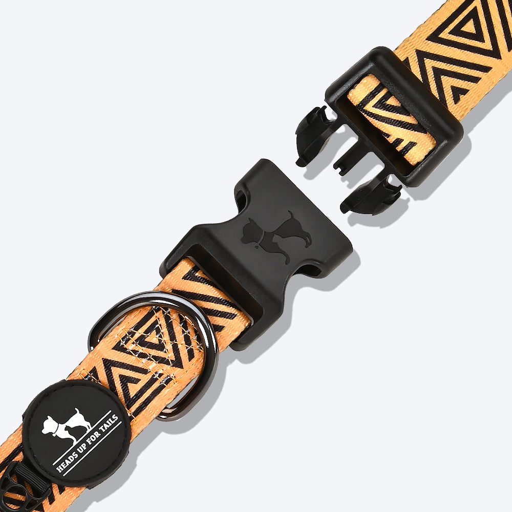 HUFT XÂ©Marvel 2.0 Black Panther Printed Dog Collar - Yellow and Black - Heads Up For Tails