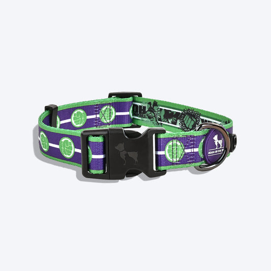 HUFT XÂ©Marvel 2.0 Hulk Printed Dog Collar - Purple and Green - Heads Up For Tails