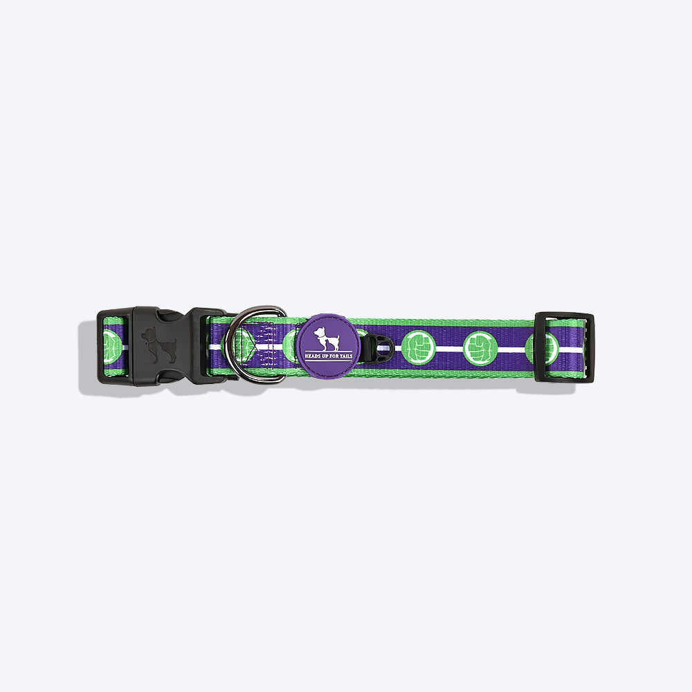 HUFT XÂ©Marvel 2.0 Hulk Printed Dog Collar - Purple and Green - Heads Up For Tails