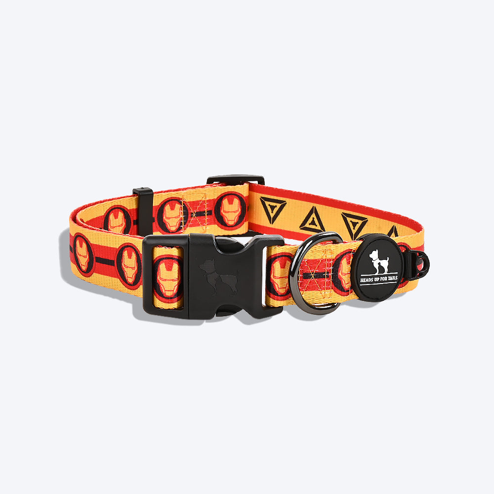 HUFT XÂ©Marvel 2.0 Iron Man Printed Dog Collar - Yellow and Red - Heads Up For Tails