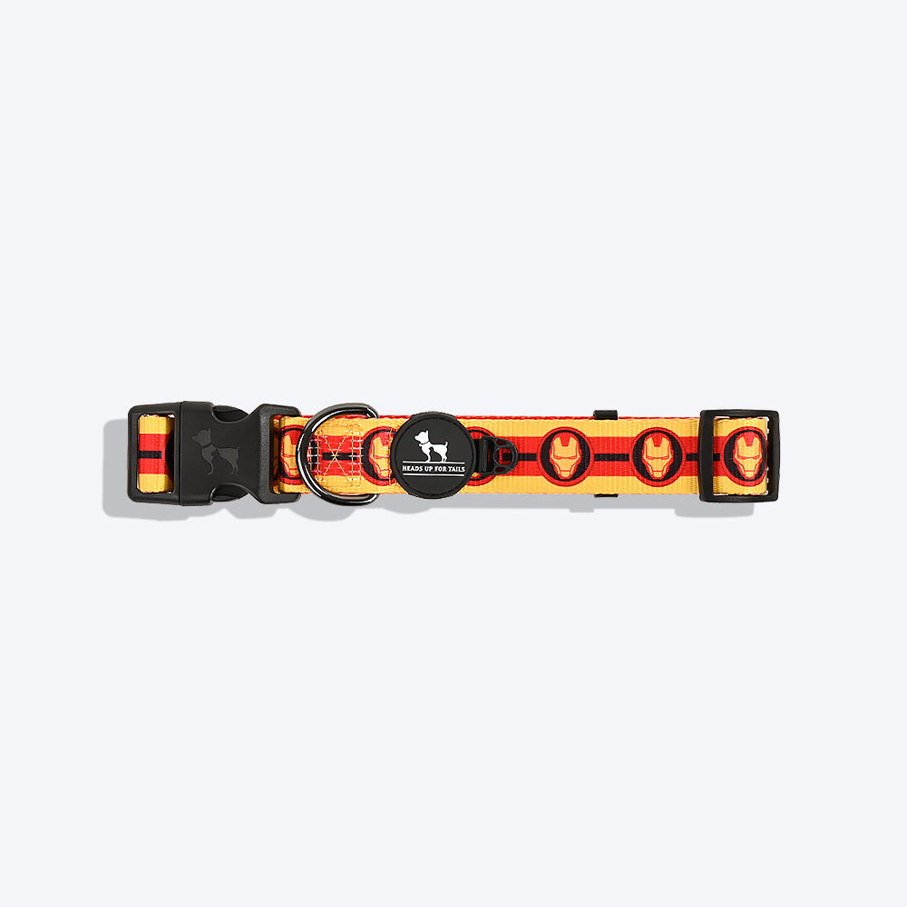 HUFT XÂ©Marvel 2.0 Iron Man Printed Dog Collar - Yellow and Red - Heads Up For Tails