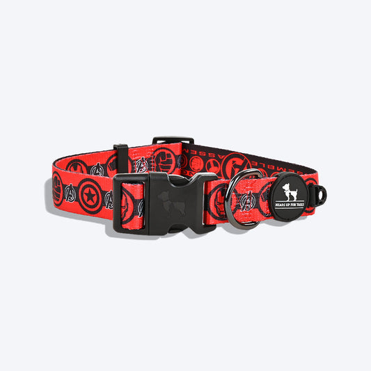 HUFT XÂ©Marvel 2.0 Avengers Printed Dog Collar - Red and Black - Heads Up For Tails