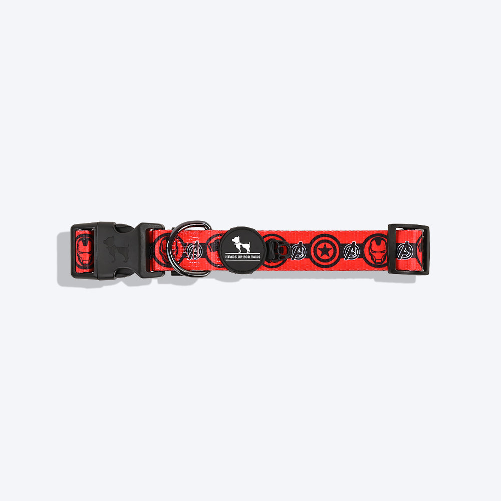 HUFT XÂ©Marvel 2.0 Avengers Printed Dog Collar - Red and Black - Heads Up For Tails