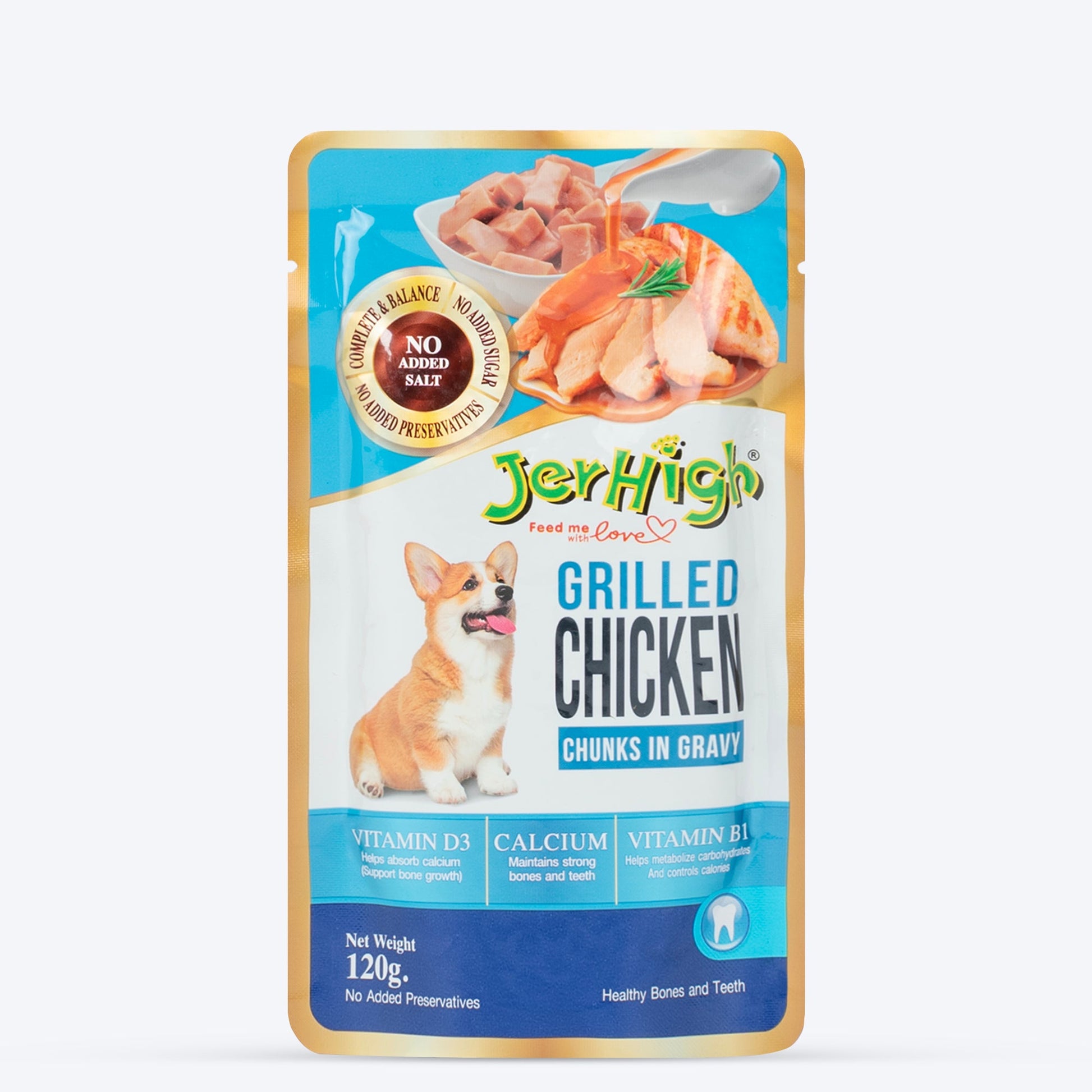 JerHigh Chicken Grilled in Gravy Wet Dog Food - 120 g packs - Heads Up For Tails