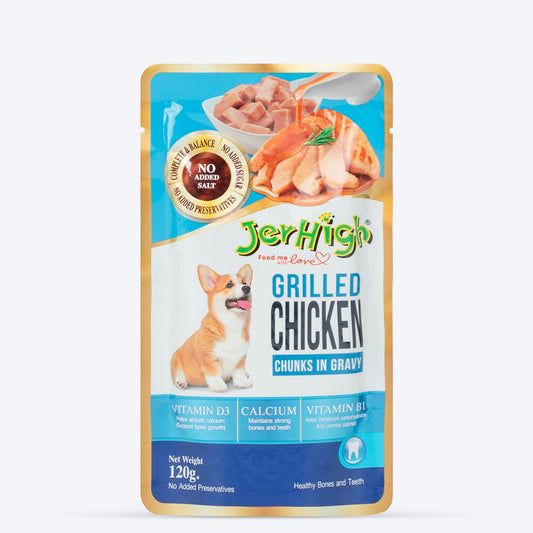 JerHigh Chicken Grilled in Gravy Wet Dog Food - 120 g packs - Heads Up For Tails