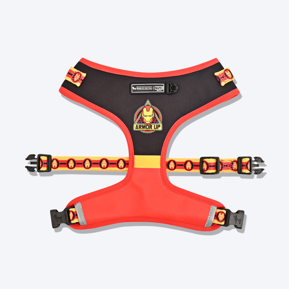 HUFT XÂ©Marvel 2.0 Iron Man Printed Reversible Dog Harness (Black and Red) - Heads Up For Tails