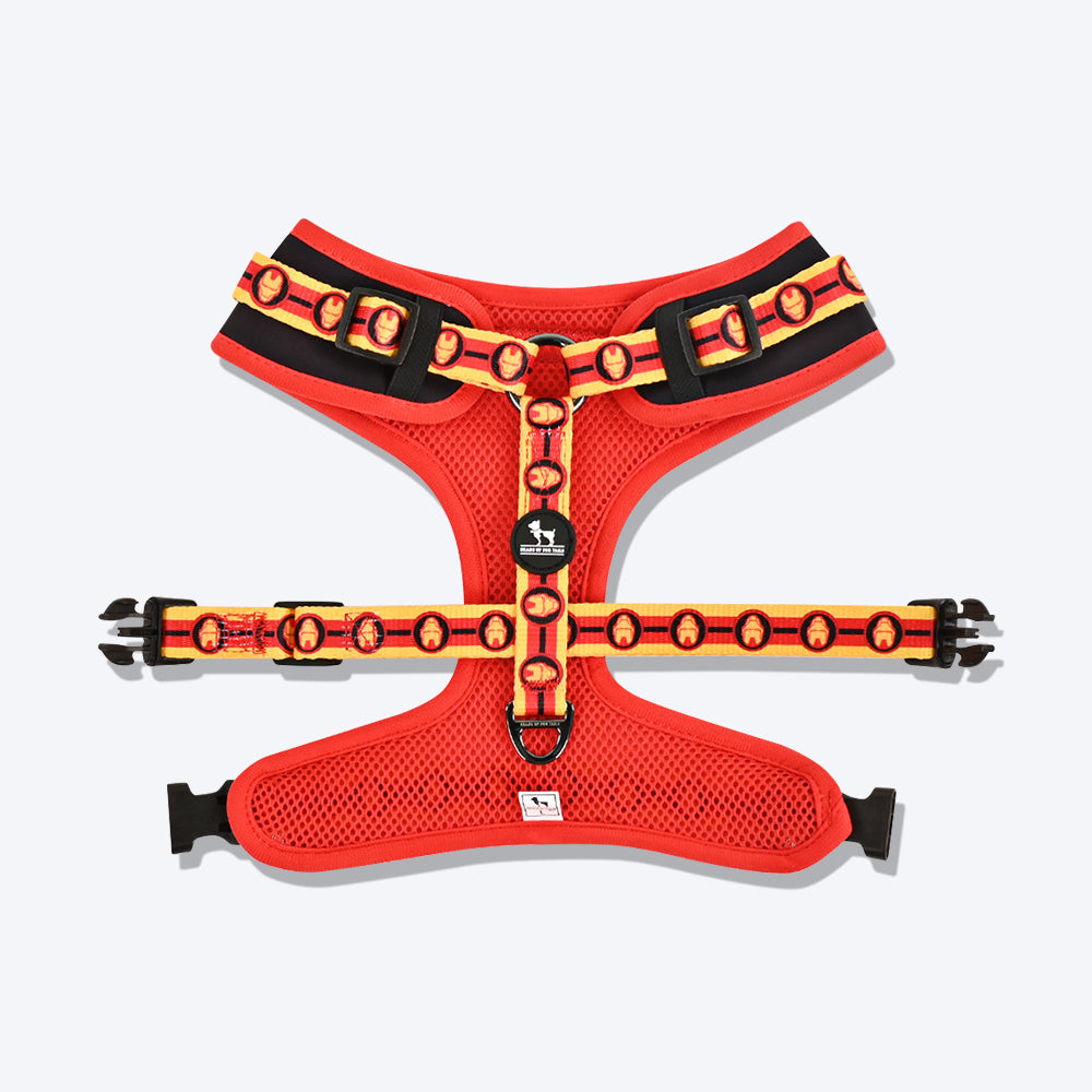HUFT XÂ©Marvel 2.0 Iron Man Printed Reversible Dog Harness (Black and Red) - Heads Up For Tails