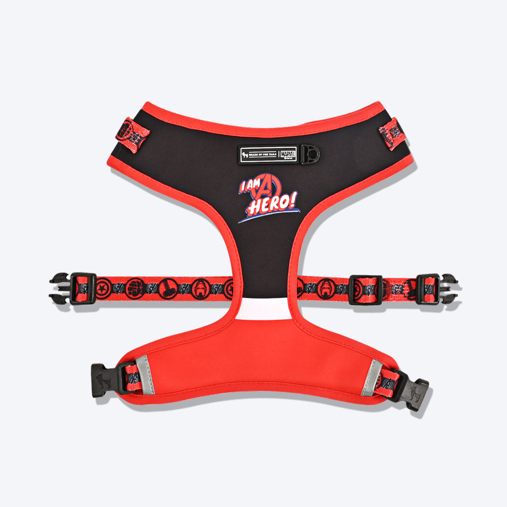 HUFT XÂ©Marvel 2.0 Avengers Printed Reversible Dog Harness (Black and Red) - Heads Up For Tails