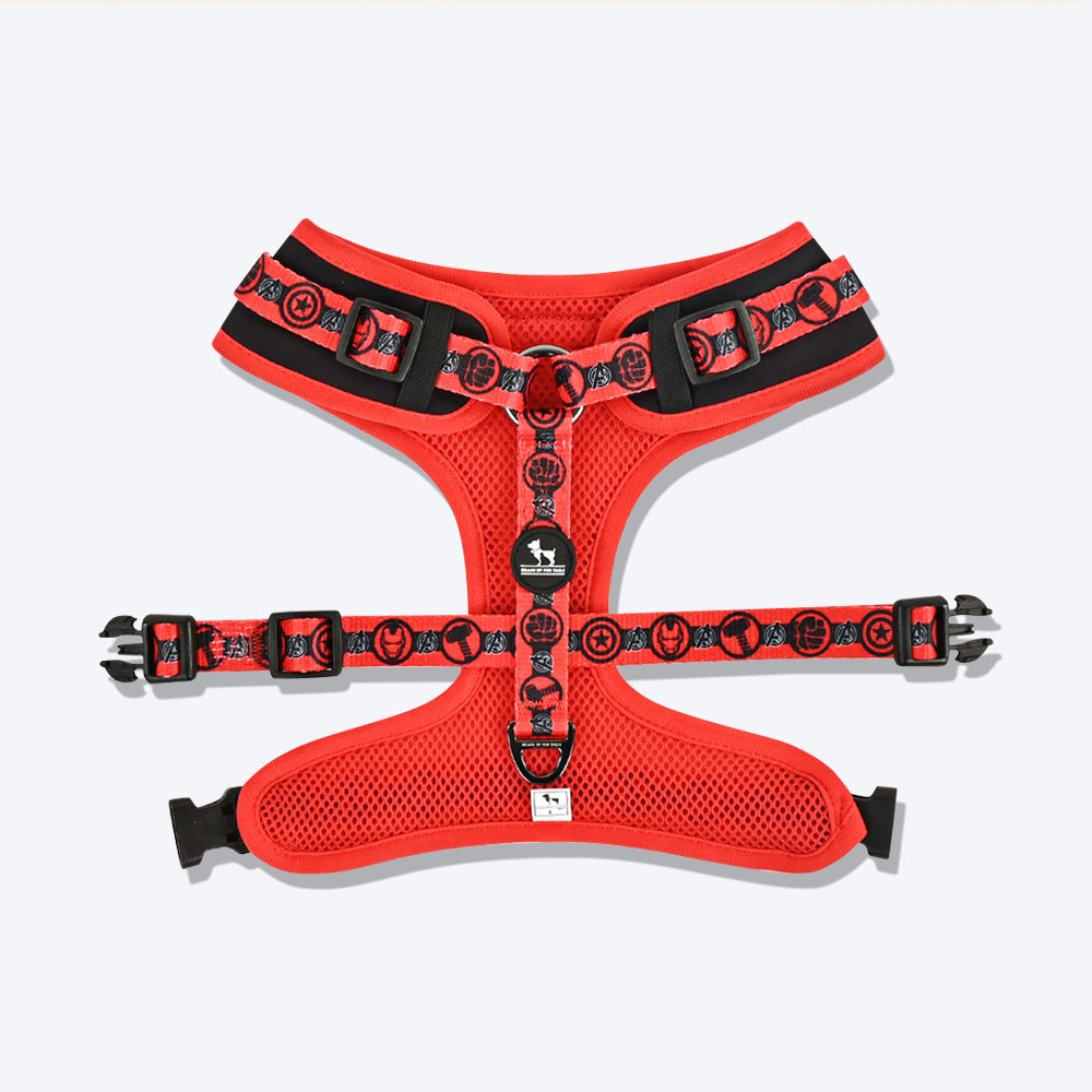 HUFT XÂ©Marvel 2.0 Avengers Printed Reversible Dog Harness (Black and Red) - Heads Up For Tails