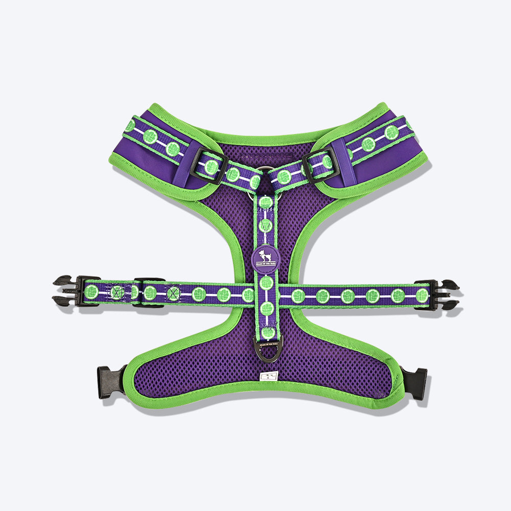 HUFT XÂ© Marvel 2.0 Hulk Printed Dog Harness (Green and Purple)_08