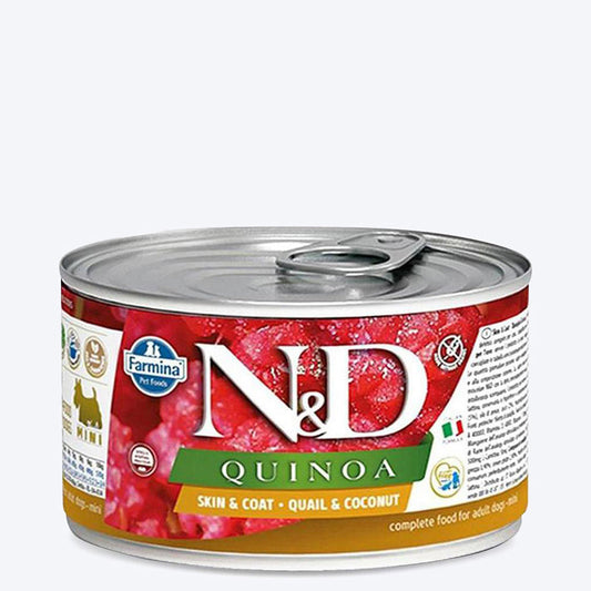 Farmina N&D Quinoa (Skin & Coat) Quail & Coconut Mini Breed Adult Wet Dog Food - 140 g - Heads Up For Tails
