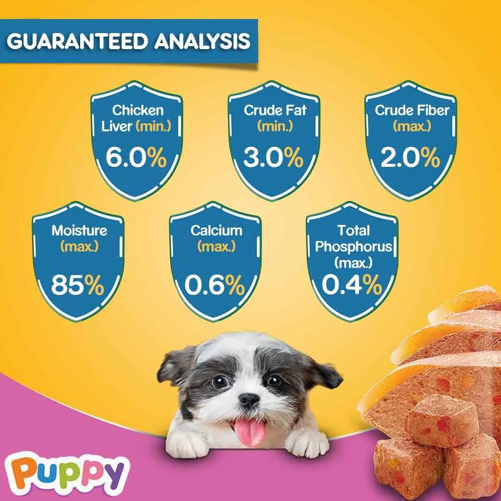 Pedigree Chicken Liver In Loaf With Vegetables Puppy Wet Food - 70 gm Packs - Heads Up For Tails