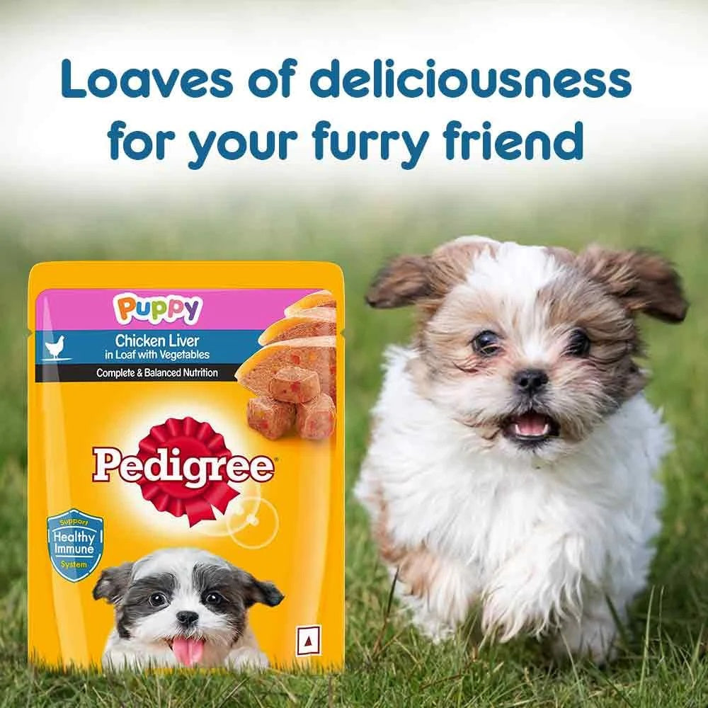 Pedigree Chicken Liver In Loaf With Vegetables Puppy Wet Food - 70 gm Packs - Heads Up For Tails