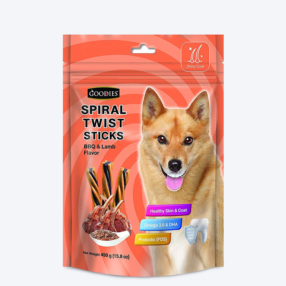 Goodies Spiral Twist Sticks BBQ & Lamb Flavour- 450 g - Heads Up For Tails