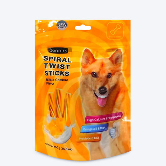 Goodies Spiral Twist Sticks Milk & Cheese Flavour- 450 g - Heads Up For Tails