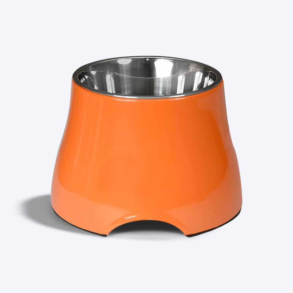 HUFT Ears-Out Cocker Elevated Dog Bowl - Orange - Heads Up For Tails