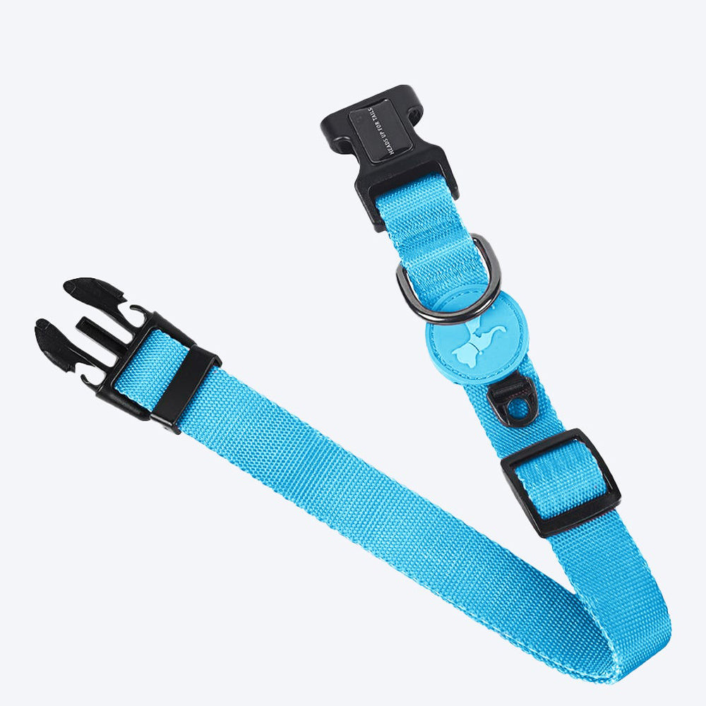 HUFT Classic Nylon Dog Collar - Blue (Can be Personalised) - Heads Up For Tails