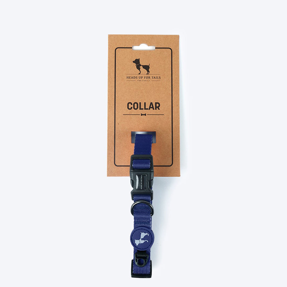 HUFT Classic Nylon Dog Collar - Navy (Can be Personalised) - Heads Up For Tails