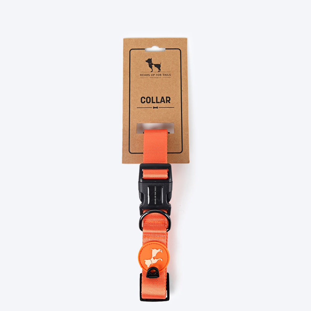 HUFT Classic Nylon Dog Collar - Orange (Can be Personalised) - Heads Up For Tails