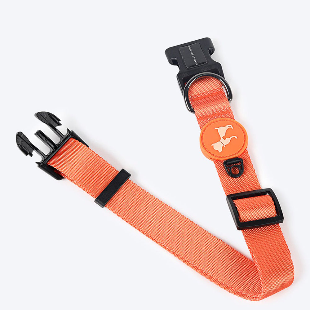 HUFT Classic Nylon Dog Collar - Orange (Can be Personalised) - Heads Up For Tails