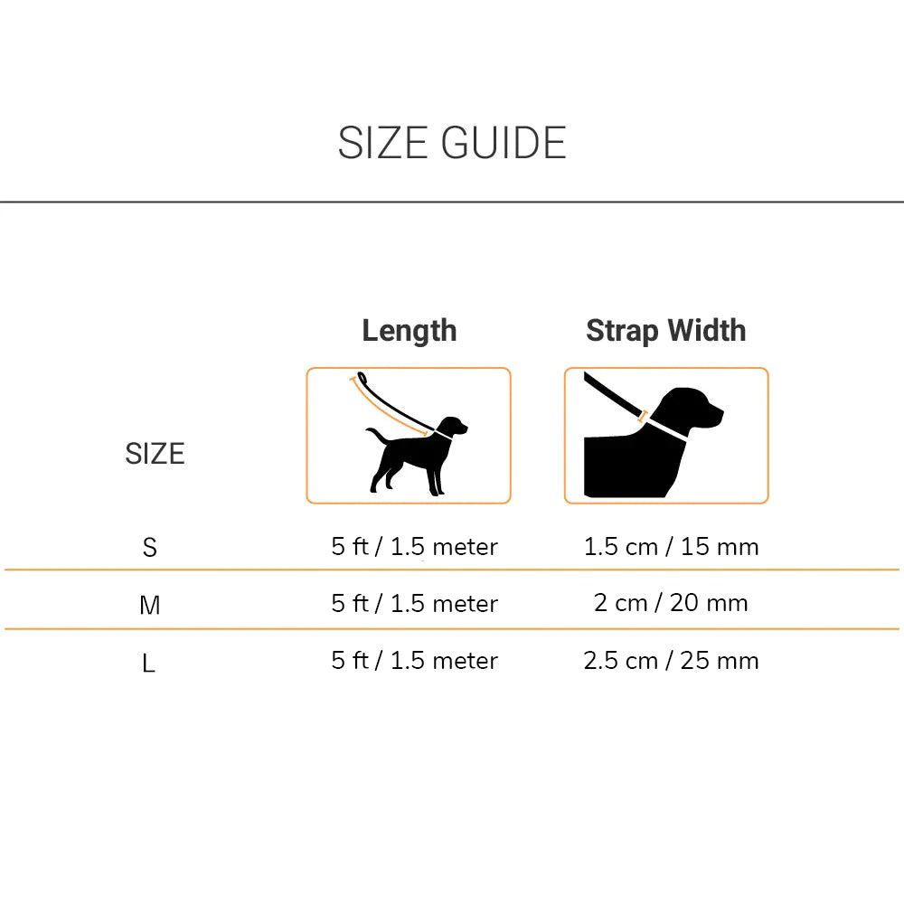 HUFT Classic Nylon Dog Leash - Orange (Can be Personalised) - 1.5 m - Heads Up For Tails