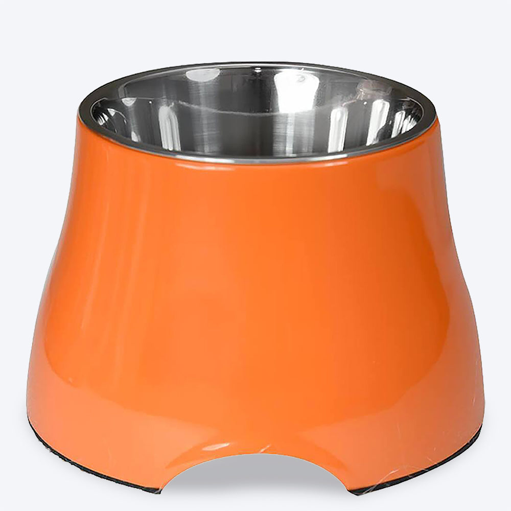 HUFT Ears-Out Cocker Elevated Dog Bowl - Orange - Heads Up For Tails
