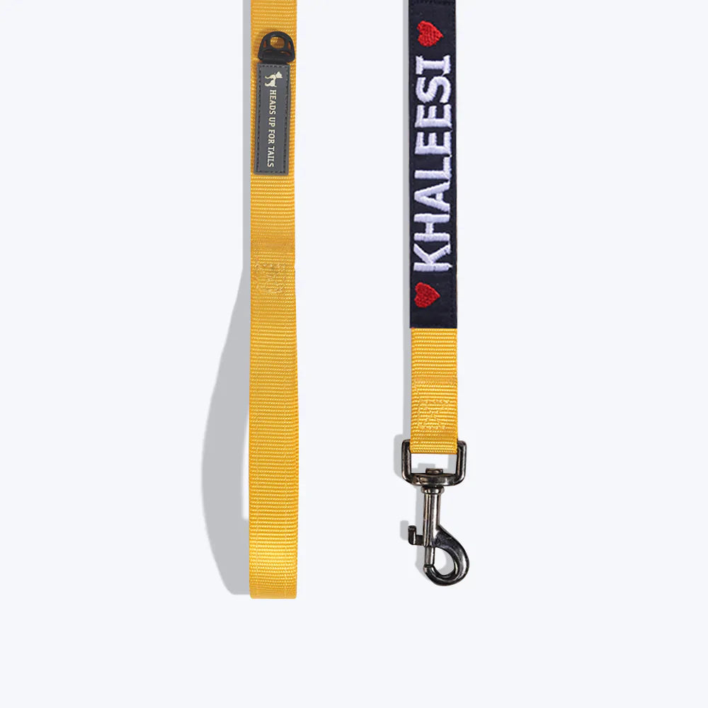 HUFT Personalised Essentials Nylon Dog Leash - Yellow - Heads Up For Tails