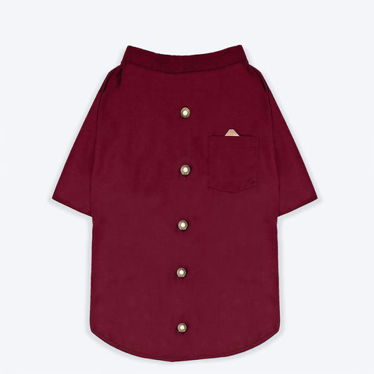 HUFT Personalised Burgundy Bandh Gala with Pocket Square and Pearl Buttons - Heads Up For Tails