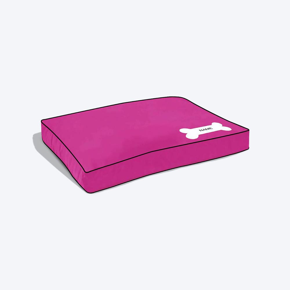 HUFT Pink Bone Design Personalised Dog Bed - Heads Up For Tails