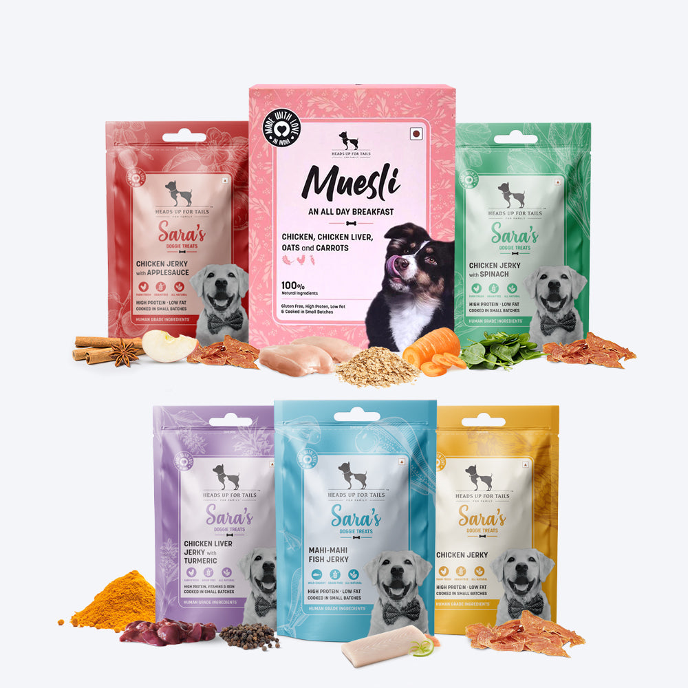 HUFT Sara's Doggie Treats Dog Treat Combo - Non-Veg (Pack of 6) - Heads Up For Tails