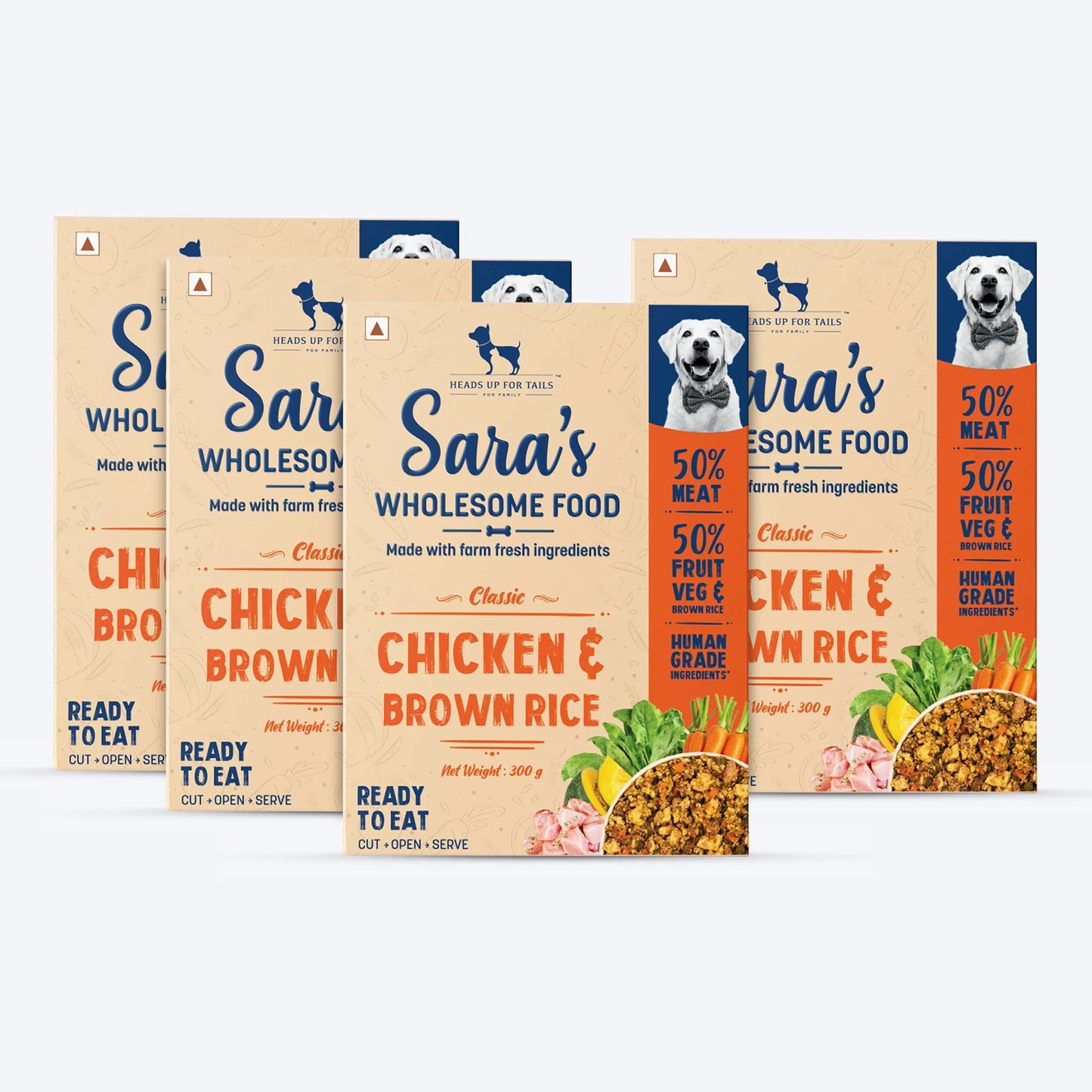 HUFT Sara's Wholesome Food - Classic Chicken And Brown Rice Dog Wet Food (300gm Pack) - Heads Up For Tails