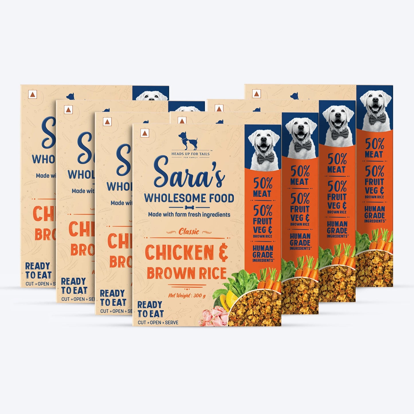 HUFT Sara's Wholesome Food - Classic Chicken And Brown Rice Dog Wet Food (300gm Pack) - Heads Up For Tails