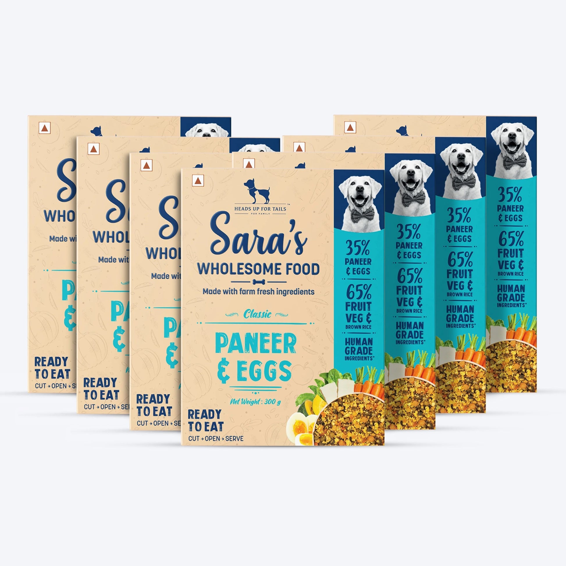 HUFT Sara's Wholesome Food - Classic Paneer And Eggs Dog Food (300gm Pack) - Heads Up For Tails