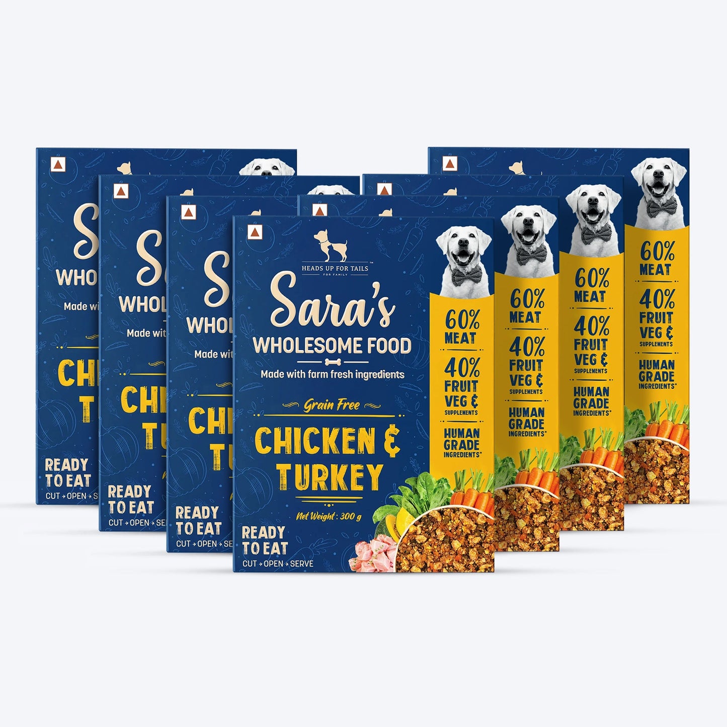 HUFT Sara's Wholesome Food - Grain-Free Chicken And Turkey Dog Food (300gm Pack) - Heads Up For Tails