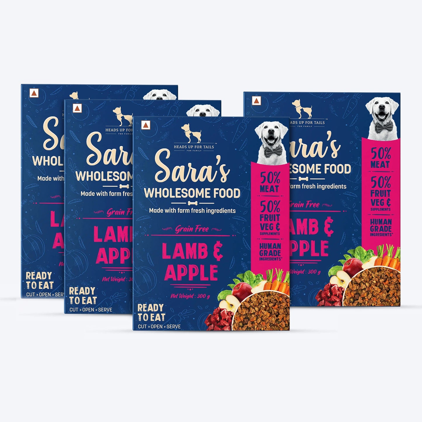 HUFT Sara's Wholesome Food - Grain-Free Lamb And Apple Dog Food (300gm Pack) - Heads Up For Tails