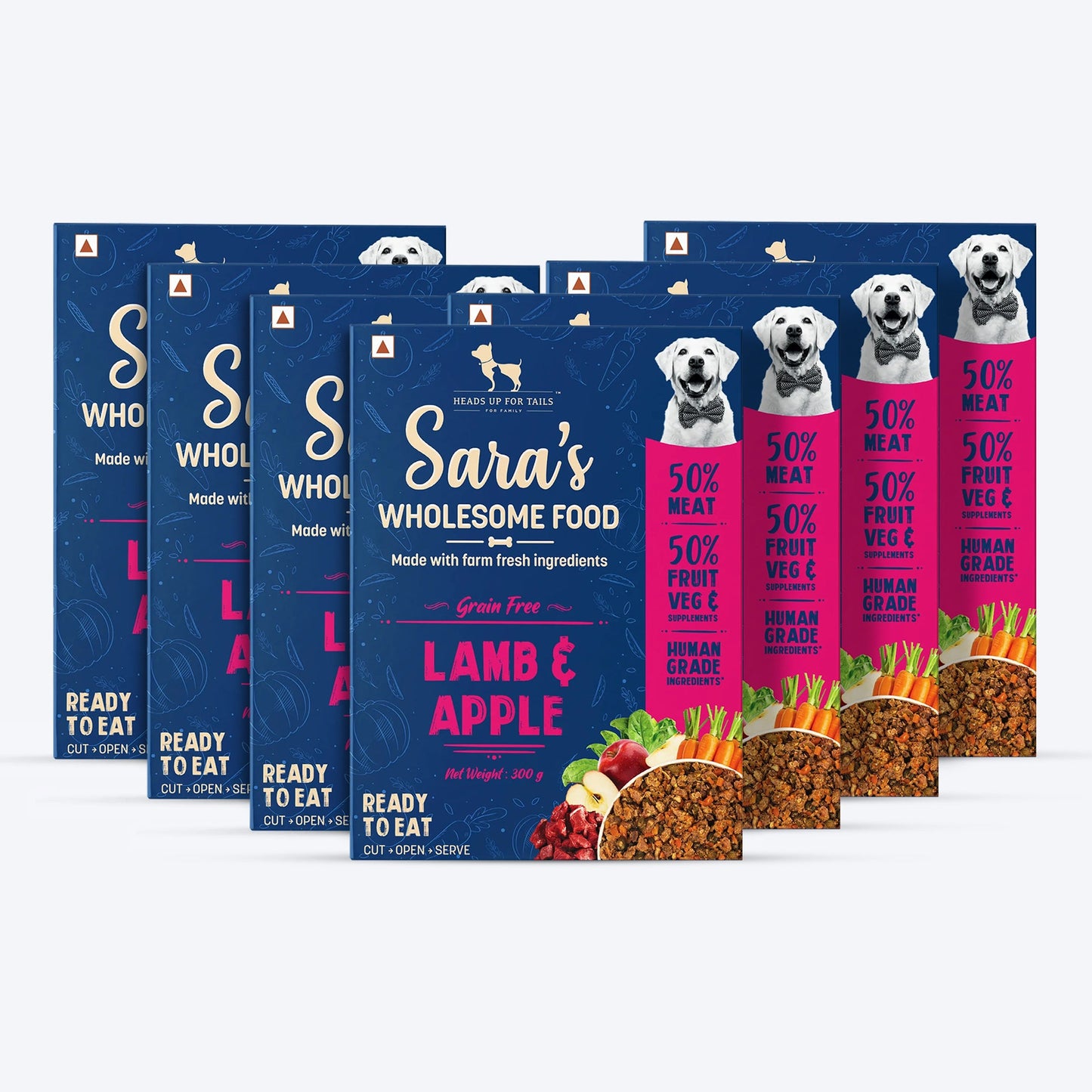 HUFT Sara's Wholesome Food - Grain-Free Lamb And Apple Dog Food (300gm Pack) - Heads Up For Tails