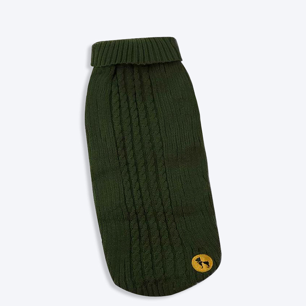 HUFT The Woolies Dog Sweater - Olive Green - Heads Up For Tails