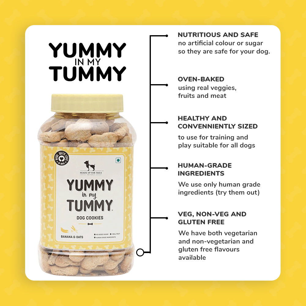HUFT YIMT Banana & Oats Vegetarian Dog Biscuits - Heads Up For Tails