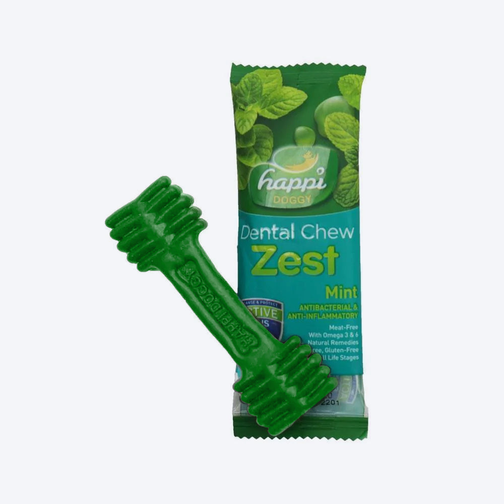 Happi Doggy Vegetarian Dental Chew - Zest - Mint (Singles) - Regular - 4 inch - 25 g-2
