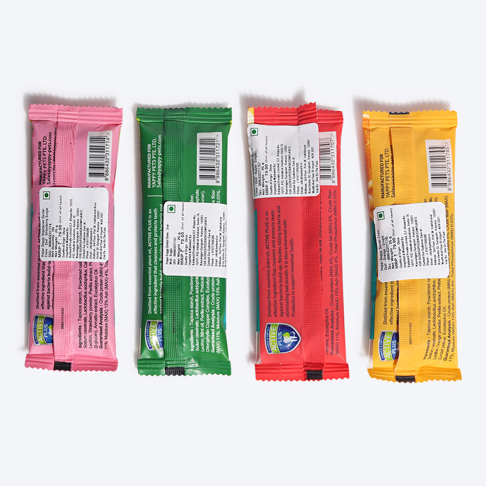 Happi Doggy Zest Dental Chew Dog Treats - Pack of 4 - Heads Up For Tails