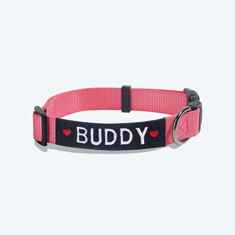 HUFT Essentials Nylon Dog Collar - Dark Pink (Can be Personalised) - Heads Up For Tails