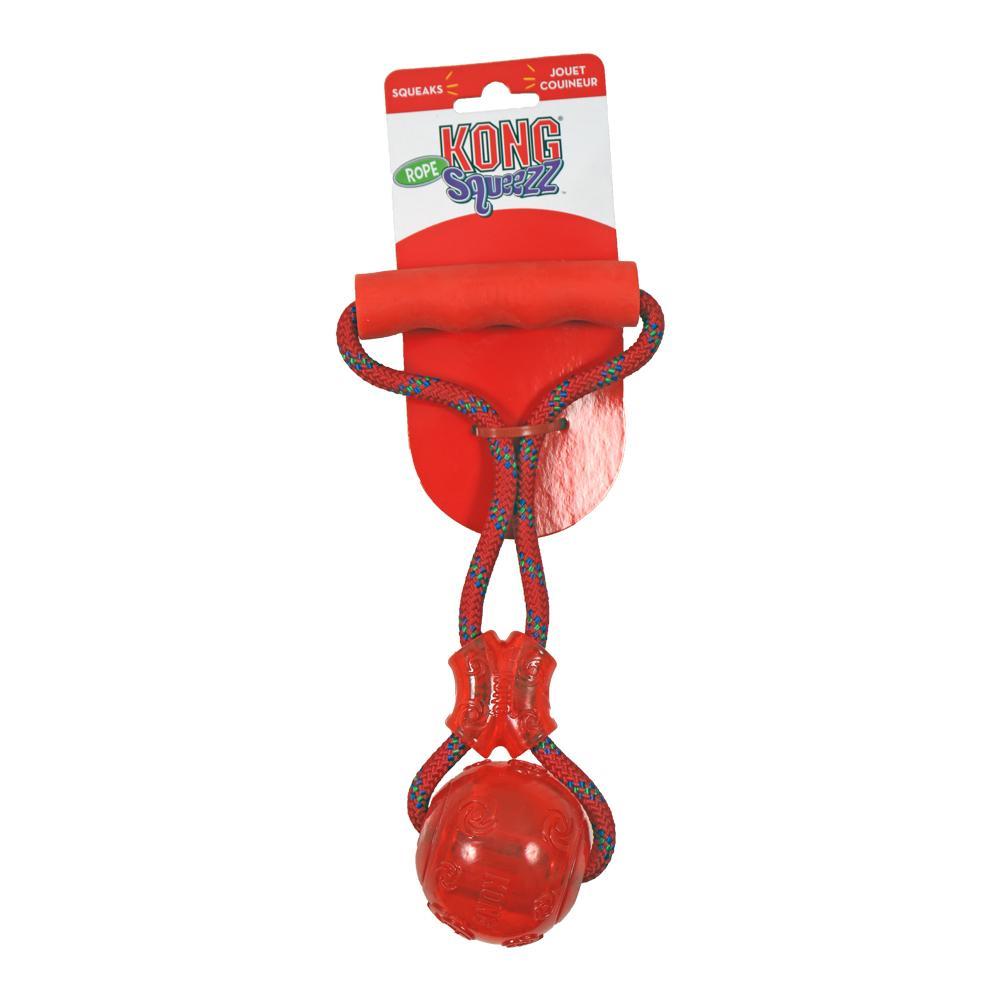 Kong Rope Squeezz Ball With Handle Medium Dog Toy