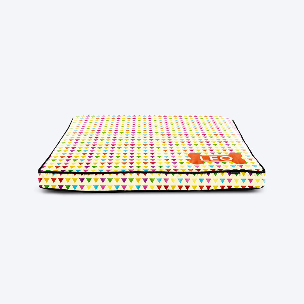 HUFT Flags Personalised Dog Bed with Bone Design - Heads Up For Tails
