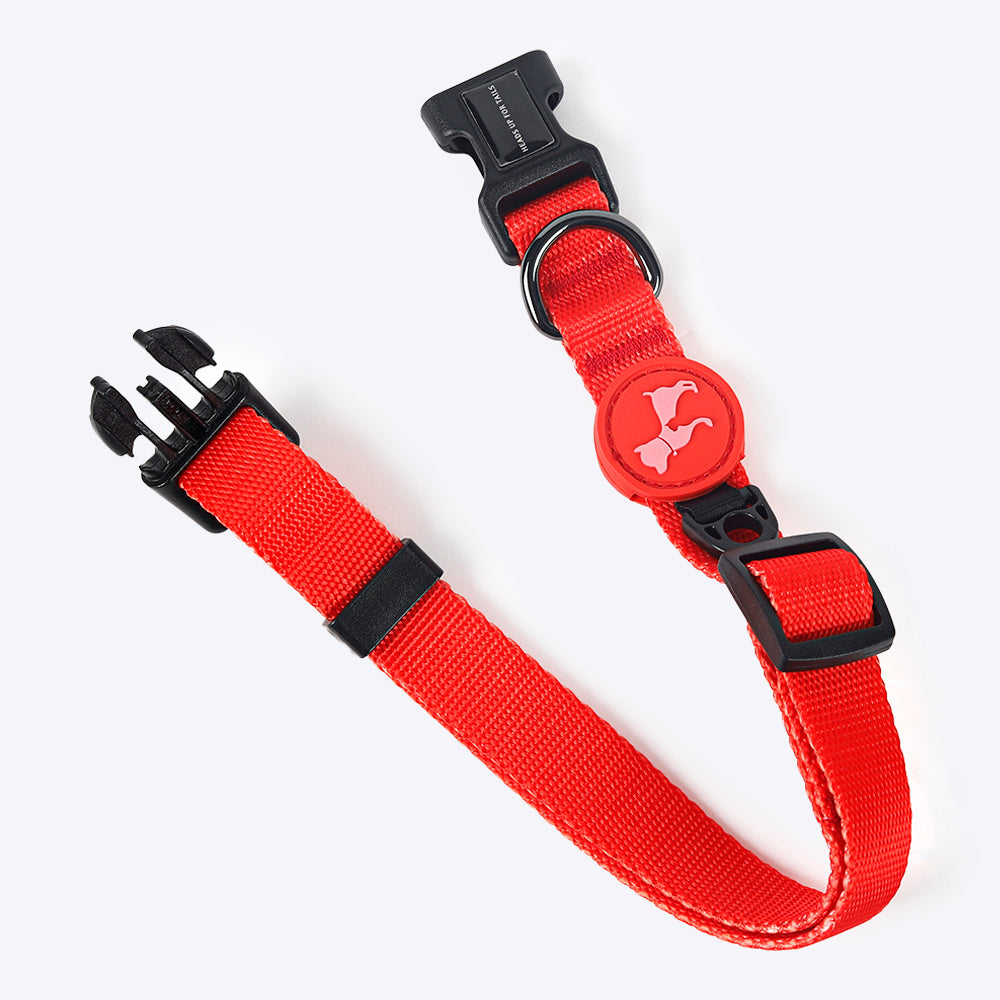 HUFT Classic Nylon Dog Collar - Red (Can be Personalised)6
